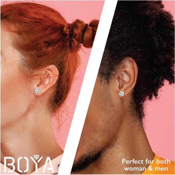 Moissanite Stud Earrings for Women,0.6-4ct 18K White Gold Plated Silver - Picture 4 of 7